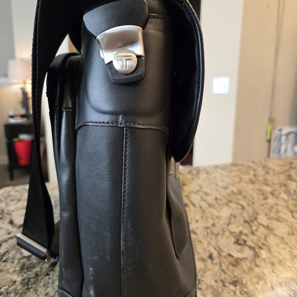 Tumi Black Leather Formula T Briefcase
